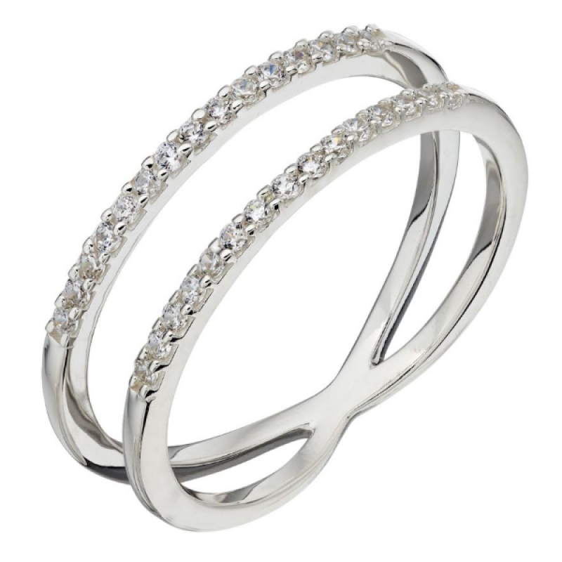 Double Band CZ Sterling Ring